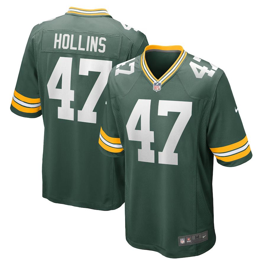 Men Green Bay Packers 47 Justin Hollins Nike Green Home Game Player NFL Jersey